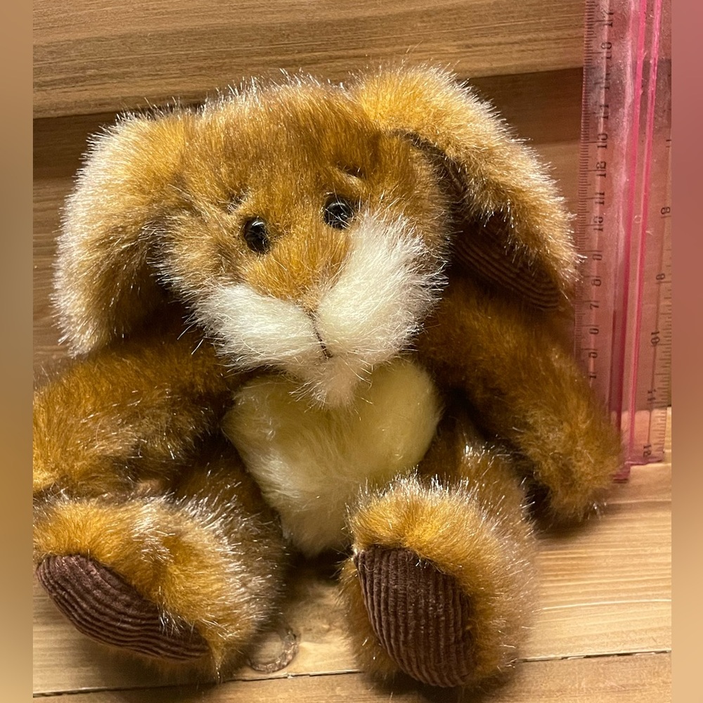 First & Main Stuffed Toy Plush Rabbit “Rare Hare” Brown & White